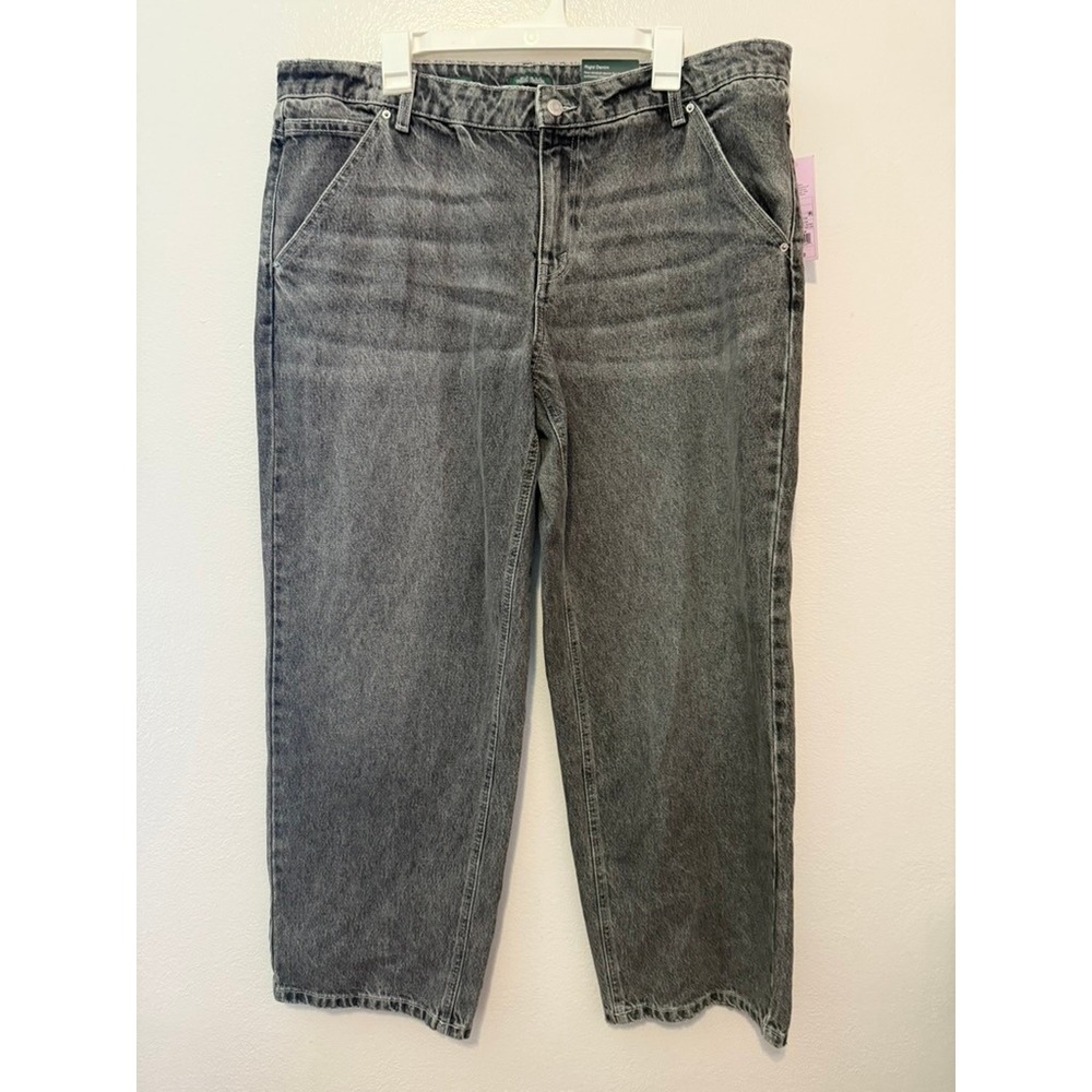 Wild Fable Womens 90s Relaxed Straight Mid-Rise Rigid Denim Jeans Gray 16/31